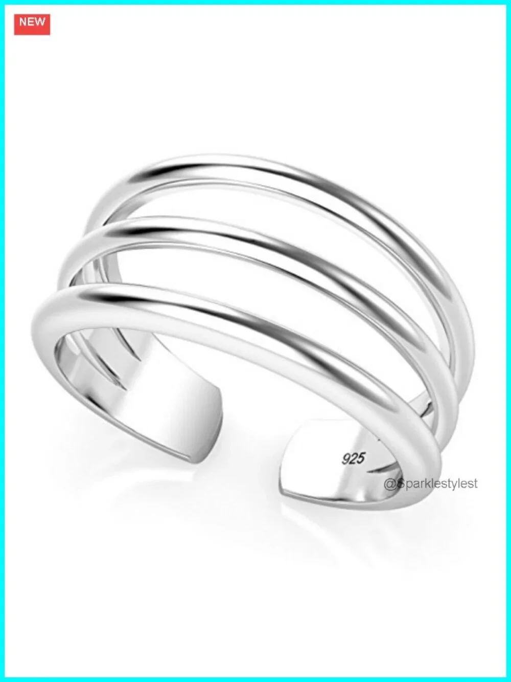 Sterling Silver 3 Row Adjustable Toe Band Ring Bezel Set Summer Cocktail